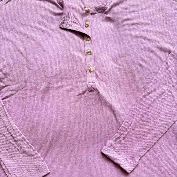 Marine layer Cait Lightweigh Henley-lilac Tee sz medium long sleeve relaxed new - Picture 9 of 14